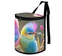 HETVBNS Colorful Little Bird Car Trash Can with Lid, Leakproof Hanging Automotive Trash Bin, Waterproof Garbage Storage Bag for Vehicles, RV, Bathroom, Office