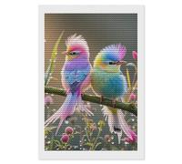 HETVBNS Colorful Little Bird Diamond Painting Kits for Adults, Full Round Drill DIY Diamond Art for Beginners, 5D Gem Art and Crafts for Home Wall Decor 8"x12"