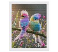 HETVBNS Colorful Little Bird Diamond Painting Kits for Adults, Full Round Drill DIY Diamond Art for Beginners, 5D Gem Art and Crafts for Home Wall Decor 16"x20"
