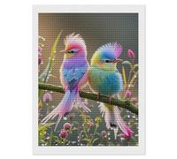 HETVBNS Colorful Little Bird Diamond Painting Kits for Adults, Full Round Drill DIY Diamond Art for Beginners, 5D Gem Art and Crafts for Home Wall Decor 12"x16"