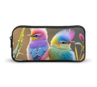HETVBNS Colorful Little Bird Pencil Case Large Capacity, Durable Pencil Pouch Portable Small Cosmetic Bag with Metal Zipper, Simple Makeup Pouch Aesthetic Toiletry Bag for Travel Office