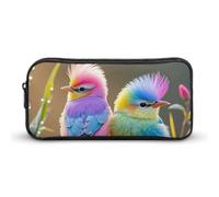 HETVBNS Colorful Little Bird Pencil Case Large Capacity Zipper Pouch, Durable Pencil Box Organizer, Portable Small Cosmetic Bag for Office, Travel