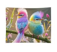 HETVBNS Colorful Little Bird Tapestry Wall Hanging - 30"x40" Aesthetic Tapestries Soft Polyester Wall Art Decor Large Tapestry for Bedroom Living Room Dorm Backdrop, Hanging Kit Included