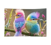 HETVBNS Colorful Little Bird Tapestry Wall Hanging - 40"x60" Aesthetic Tapestries Soft Polyester Wall Art Decor Large Tapestry for Bedroom Living Room Dorm Backdrop, Hanging Kit Included