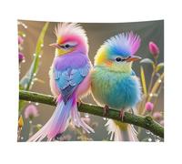 HETVBNS Colorful Little Bird Tapestry Wall Hanging - 50"x60" Aesthetic Tapestries Soft Polyester Wall Art Decor Large Tapestry for Bedroom Living Room Dorm Backdrop, Hanging Kit Included