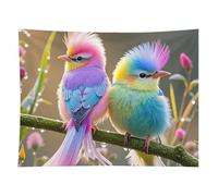 HETVBNS Colorful Little Bird Tapestry Wall Hanging - 60"x80" Aesthetic Tapestries Soft Polyester Wall Art Decor Large Tapestry for Bedroom Living Room Dorm Backdrop, Hanging Kit Included