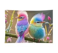 HETVBNS Colorful Little Bird Tapestry Wall Hanging - 60"x90" Aesthetic Tapestries Soft Polyester Wall Art Decor Large Tapestry for Bedroom Living Room Dorm Backdrop, Hanging Kit Included