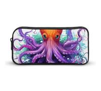 HETVBNS Colorful Octopus Pencil Case Large Capacity, Durable Pencil Pouch Portable Small Cosmetic Bag with Metal Zipper, Simple Makeup Pouch Aesthetic Toiletry Bag for Travel Office