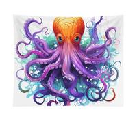 HETVBNS Colorful Octopus Tapestry Wall Hanging - 50"x60" Aesthetic Tapestries Soft Polyester Wall Art Decor Large Tapestry for Bedroom Living Room Dorm Backdrop, Hanging Kit Included