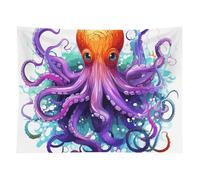 HETVBNS Colorful Octopus Tapestry Wall Hanging - 60"x80" Aesthetic Tapestries Soft Polyester Wall Art Decor Large Tapestry for Bedroom Living Room Dorm Backdrop, Hanging Kit Included