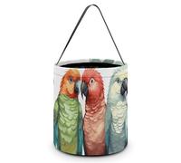 HETVBNS Colorful Parrots On Tree Candy Bag Halloween Trick Or Treat Bucket 7.9x8.3in, Reusable Gift Bags for Party Holiday Wedding