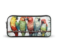 HETVBNS Colorful Parrots On Tree Pencil Case Large Capacity Zipper Pouch, Durable Pencil Box Organizer, Portable Small Cosmetic Bag for Office, Travel