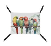 HETVBNS Colorful Parrots On Tree Pet Hammock for Cats & Dogs, Soft Breathable Canvas Hanging Hammock with Adjustable Straps, Comfortable & Durable Hanging Bed for Small to Medium Pets