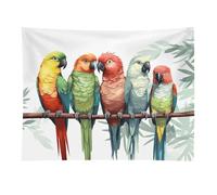 HETVBNS Colorful Parrots On Tree Tapestry Wall Hanging - 30"x40" Aesthetic Tapestries Soft Polyester Wall Art Decor Large Tapestry for Bedroom Living Room Dorm Backdrop, Hanging Kit Included