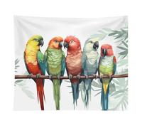HETVBNS Colorful Parrots On Tree Tapestry Wall Hanging - 50"x60" Aesthetic Tapestries Soft Polyester Wall Art Decor Large Tapestry for Bedroom Living Room Dorm Backdrop, Hanging Kit Included