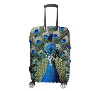 HETVBNS Colorful Peacock Feathers Luggage Cover, Elastic Luggage Protector Fits 19-32in Suitcases, Washable & Anti-Scratch Suitcase Cover for Men Women, style, Small, Classic