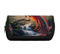 HETVBNS Colorful Phoenix Pencil Case Extra Large, Double Layer Pencil Pouch with Zipper, Portable Cosmetic Bags for Travel, Office Stationery Organizer for Women Men