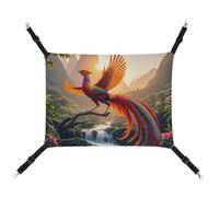 HETVBNS Colorful Phoenix Pet Hammock for Cats & Dogs, Soft Breathable Canvas Hanging Hammock with Adjustable Straps, Comfortable & Durable Hanging Bed for Small to Medium Pets