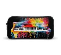 HETVBNS Colorful Piano Keyboard Music Note Pencil Case Large Capacity, Durable Pencil Pouch Portable Small Cosmetic Bag with Metal Zipper, Simple Makeup Pouch Aesthetic Toiletry Bag for Travel Office