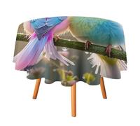 HETVBNS - Colorful Small Bird Tablecloth Wrinkle and Stain Resistant Polyester Round Tablecloth 70 x 70 Inch Elegant Decor for Dinner Party Patio