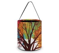 HETVBNS Colorful Tree Candy Bag Halloween Trick Or Treat Bucket 7.9x8.3in, Reusable Gift Bags for Party Holiday Wedding