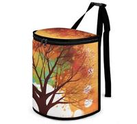 HETVBNS Colorful Tree Car Trash Can with Lid, Leakproof Hanging Automotive Trash Bin, Waterproof Garbage Storage Bag for Vehicles, RV, Bathroom, Office