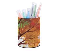 HETVBNS Colorful Tree Pen Holder for Desk PU Leather Round Desk Organizer Multifunctional Makeup Brush Storage Aesthetic Desktop Supplies Stylish Pencil Holder for Office & Home