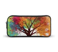 HETVBNS Colorful Tree Pencil Case Large Capacity, Durable Pencil Pouch Portable Small Cosmetic Bag with Metal Zipper, Simple Makeup Pouch Aesthetic Toiletry Bag for Travel Office