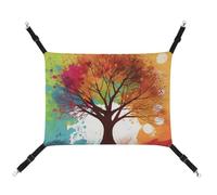 HETVBNS Colorful Tree Pet Hammock for Cats & Dogs, Soft Breathable Canvas Hanging Hammock with Adjustable Straps, Comfortable & Durable Hanging Bed for Small to Medium Pets