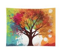 HETVBNS Colorful Tree Tapestry Wall Hanging - 30"x40" Aesthetic Tapestries Soft Polyester Wall Art Decor Large Tapestry for Bedroom Living Room Dorm Backdrop, Hanging Kit Included