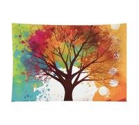 HETVBNS Colorful Tree Tapestry Wall Hanging - 60"x90" Aesthetic Tapestries Soft Polyester Wall Art Decor Large Tapestry for Bedroom Living Room Dorm Backdrop, Hanging Kit Included