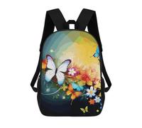 HETVBNS Colorful with Butterfly Backpack for Women Men, Durable 600D Polyester Bookbag with Large Capacity, Lightweight 17 Inch Laptop Backpack Minimalism Casual Daypack for Work, Travel