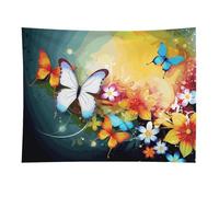 HETVBNS Colorful with Butterfly Tapestry Wall Hanging - 30"x40" Aesthetic Tapestries Soft Polyester Wall Art Decor Large Tapestry for Bedroom Living Room Dorm Backdrop, Hanging Kit Included