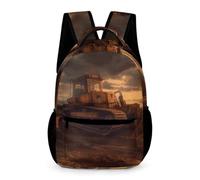 HETVBNS Comfortable 16in Backpack with Front Zipper & Dual Mesh Pockets | Bulldozer Evening Backpack with Padded Straps, Casual Lightweight Daypack for Work Commute, Travel, Hiking