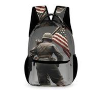 HETVBNS Comfortable 16in Backpack with Front Zipper & Dual Mesh Pockets | United States Marine Backpack with Padded Straps, Casual Lightweight Daypack for Work Commute, Travel, Hiking