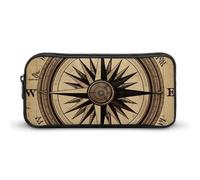 HETVBNS Compass Wind Road Map Pencil Case Large Capacity, Durable Pencil Pouch Portable Small Cosmetic Bag with Metal Zipper, Simple Makeup Pouch Aesthetic Toiletry Bag for Travel Office