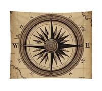 HETVBNS Compass Wind Road Map Tapestry Wall Hanging - 50"x60" Aesthetic Tapestries Soft Polyester Wall Art Decor Large Tapestry for Bedroom Living Room Dorm Backdrop, Hanging Kit Included