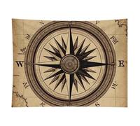 HETVBNS Compass Wind Road Map Tapestry Wall Hanging - 60"x80" Aesthetic Tapestries Soft Polyester Wall Art Decor Large Tapestry for Bedroom Living Room Dorm Backdrop, Hanging Kit Included