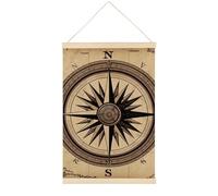 HETVBNS Compass Wind Road Map Wall Art, 15.7 X 23.6 Inch Reusable Magnetic Poster Hanger - Canvas Poster Included, Complete Hanging Kit for Posters, Art, Maps