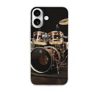 HETVBNS Compatible with iPhone 16 Case TPU, Slim Thin Lightweight Cover, Soft Scratch-Resistant Non-Slip Phone Cover, Drum Set iPhone 16 Case Classic Design