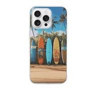 HETVBNS Compatible with iPhone 16 Case TPU, Slim Thin Lightweight Cover, Soft Scratch-Resistant Non-Slip Phone Cover, Surf's Up Surfboard iPhone 16 Pro Case Classic Design