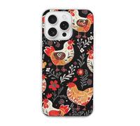 HETVBNS Compatible with iPhone 16 Case TPU, Slim Thin Lightweight Cover, Soft Scratch-Resistant Non-Slip Phone Cover, Cute Rooster Chickens iPhone 16 Pro Case Classic Design