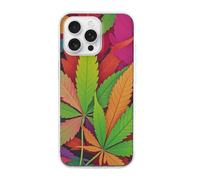 HETVBNS Compatible with iPhone 16 Case TPU, Slim Thin Lightweight Cover, Soft Scratch-Resistant Non-Slip Phone Cover, Multicolor Leaf Weed Art iPhone 16 Pro Max Case Classic Design