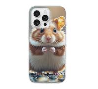HETVBNS Compatible with iPhone 16 Case TPU, Slim Thin Lightweight Cover, Soft Scratch-Resistant Non-Slip Phone Cover, Cute and Weird Hamster iPhone 16 Pro Case Classic Design