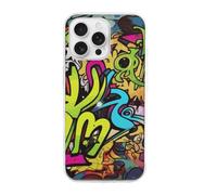 HETVBNS Compatible with iPhone 16 Case TPU, Slim Thin Lightweight Cover, Soft Scratch-Resistant Non-Slip Phone Cover, Graffiti Drawing iPhone 16 Pro Max Case Classic Design