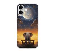 HETVBNS Compatible with iPhone 16 Case TPU, Slim Thin Lightweight Cover, Soft Scratch-Resistant Non-Slip Phone Cover, Animal Elephant Owl Tree Moon Star iPhone 16 Case Classic Design