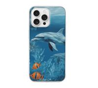 HETVBNS Compatible with iPhone 16 Case TPU, Slim Thin Lightweight Cover, Soft Scratch-Resistant Non-Slip Phone Cover, Dolphins Blue iPhone 16 Pro Max Case Classic Design