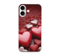 HETVBNS Compatible with iPhone 16 Case TPU, Slim Thin Lightweight Cover, Soft Scratch-Resistant Non-Slip Phone Cover, Valentines Love Hearts iPhone 16 Case Classic Design