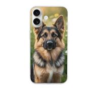 HETVBNS Compatible with iPhone 16 Case TPU, Slim Thin Lightweight Cover, Soft Scratch-Resistant Non-Slip Phone Cover, Cute Pet German Shepherd Dog iPhone 16 Case Classic Design