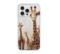 HETVBNS Compatible with iPhone 16 Case TPU, Slim Thin Lightweight Cover, Soft Scratch-Resistant Non-Slip Phone Cover, Cute Cartoon Funny Giraffes iPhone 16 Pro Max Case Classic Design